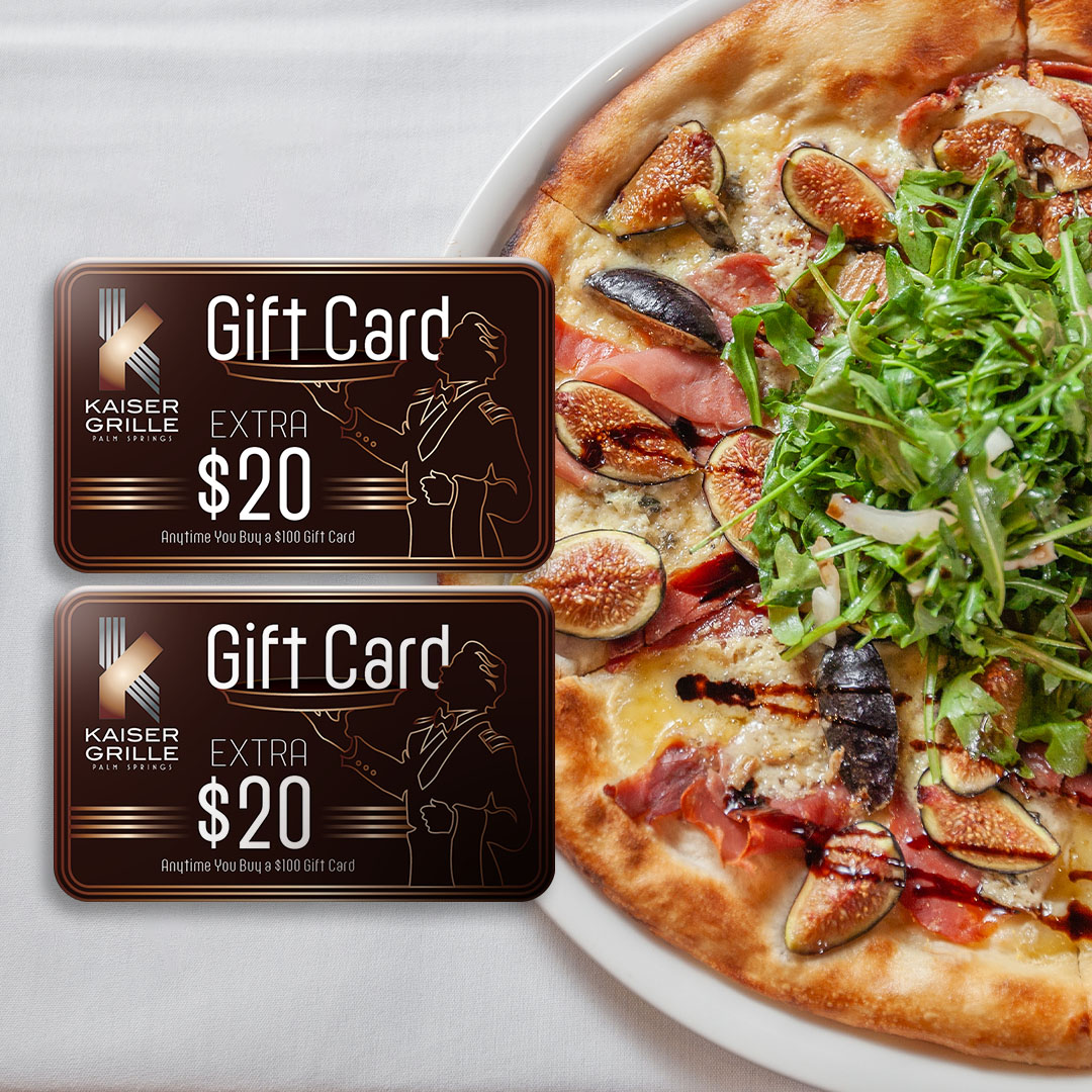 Fig and prosciutto pizza with gift card