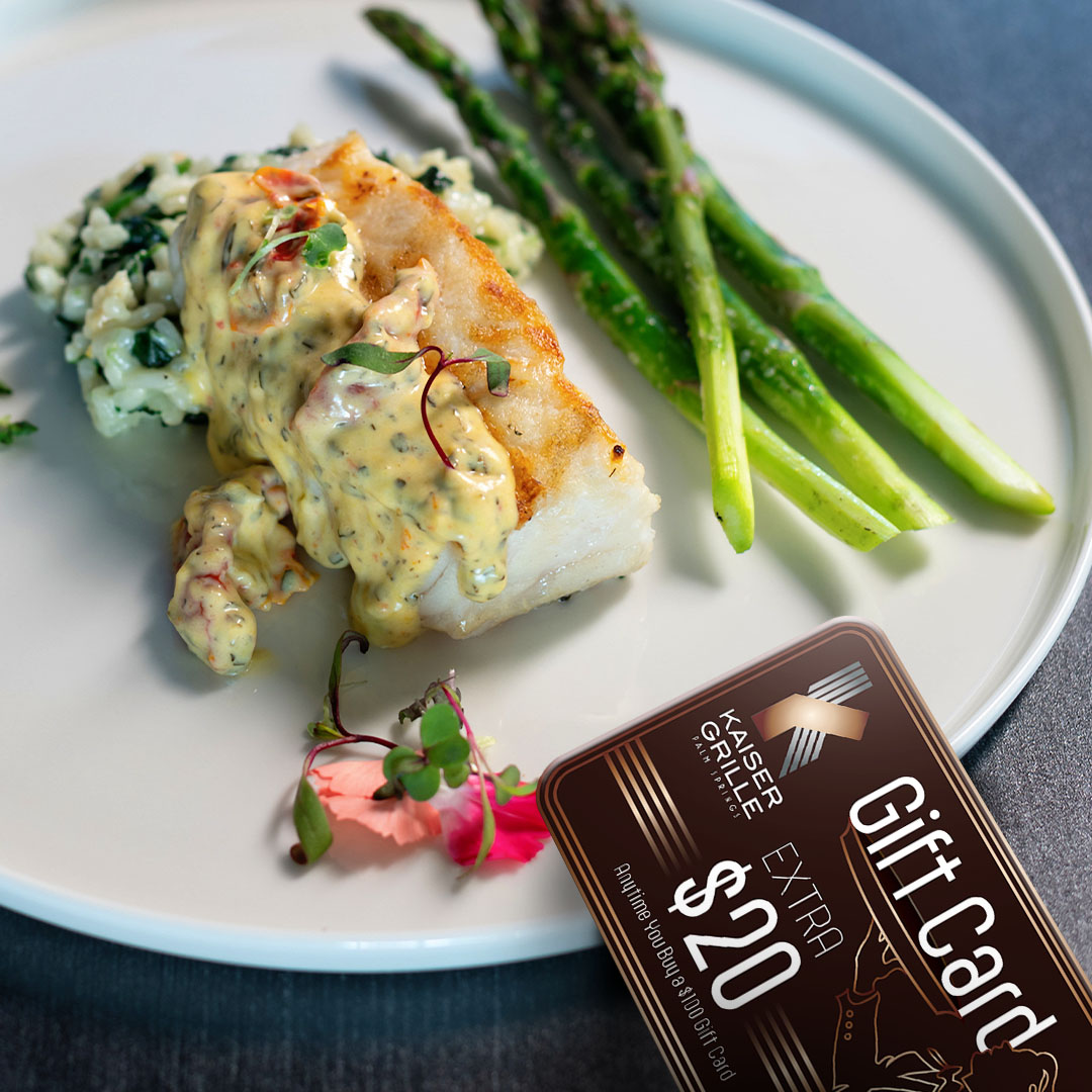 Fish and Asparagus Entree with gift card